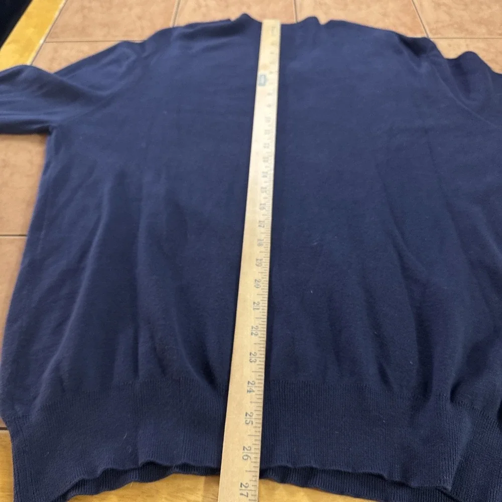 Polo Ralph Lauren Mens Sz Large V-Neck Pullover Blue Pima Cotton Sweater